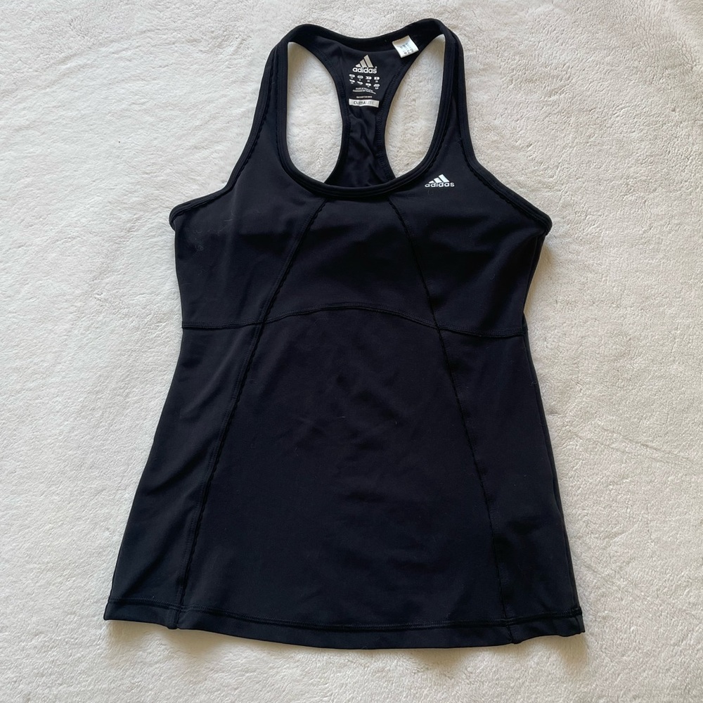 Adidas workout top with built-in bra black with mesh detail